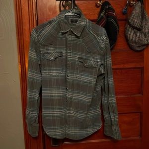Converse One Star Western Long Sleeve Flannel Denim Pearl Snap Shirt Mens Medium